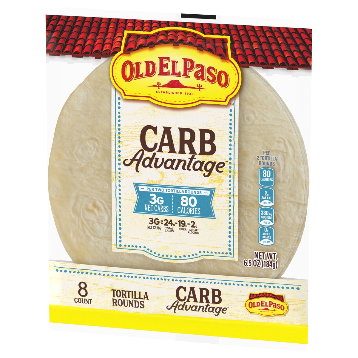 slide 13 of 14, Old El Paso Carb Advantage Tortilla Rounds, 3g Net Carbs, 80 Calories, 8 Ct, 6.5 oz, 8 ct