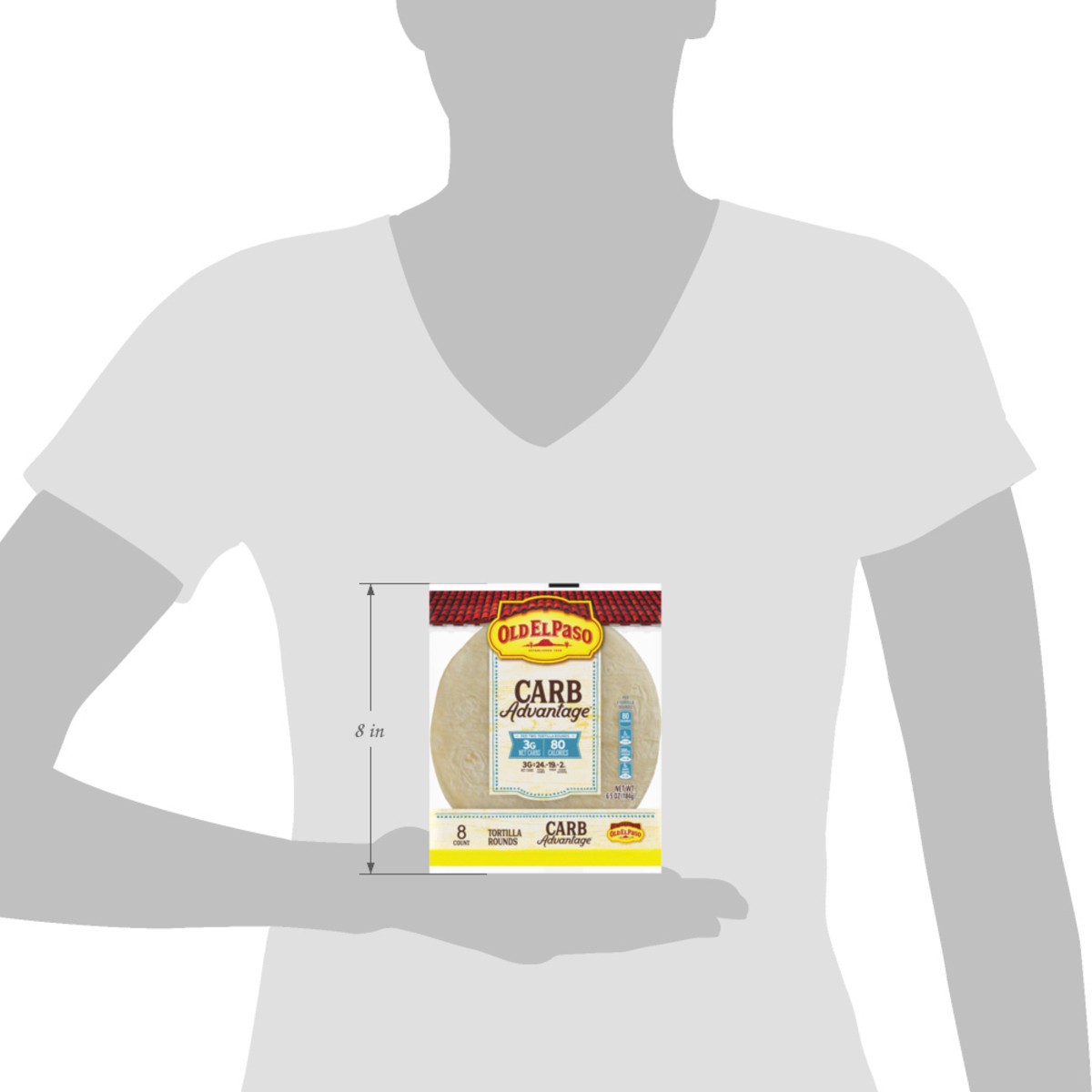 slide 5 of 14, Old El Paso Carb Advantage Tortilla Rounds, 3g Net Carbs, 80 Calories, 8 Ct, 6.5 oz, 8 ct