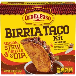 Old El Paso Birria Taco Kit with Seasoning, Sauce and Soft Tortillas, Easy Meal Prep, Makes 10 Tacos, 12.1 oz