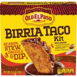 Old El Paso Birria Taco Kit with Seasoning, Sauce and Soft Tortillas, Easy Meal Prep, Makes 10 Tacos, 12.1 oz