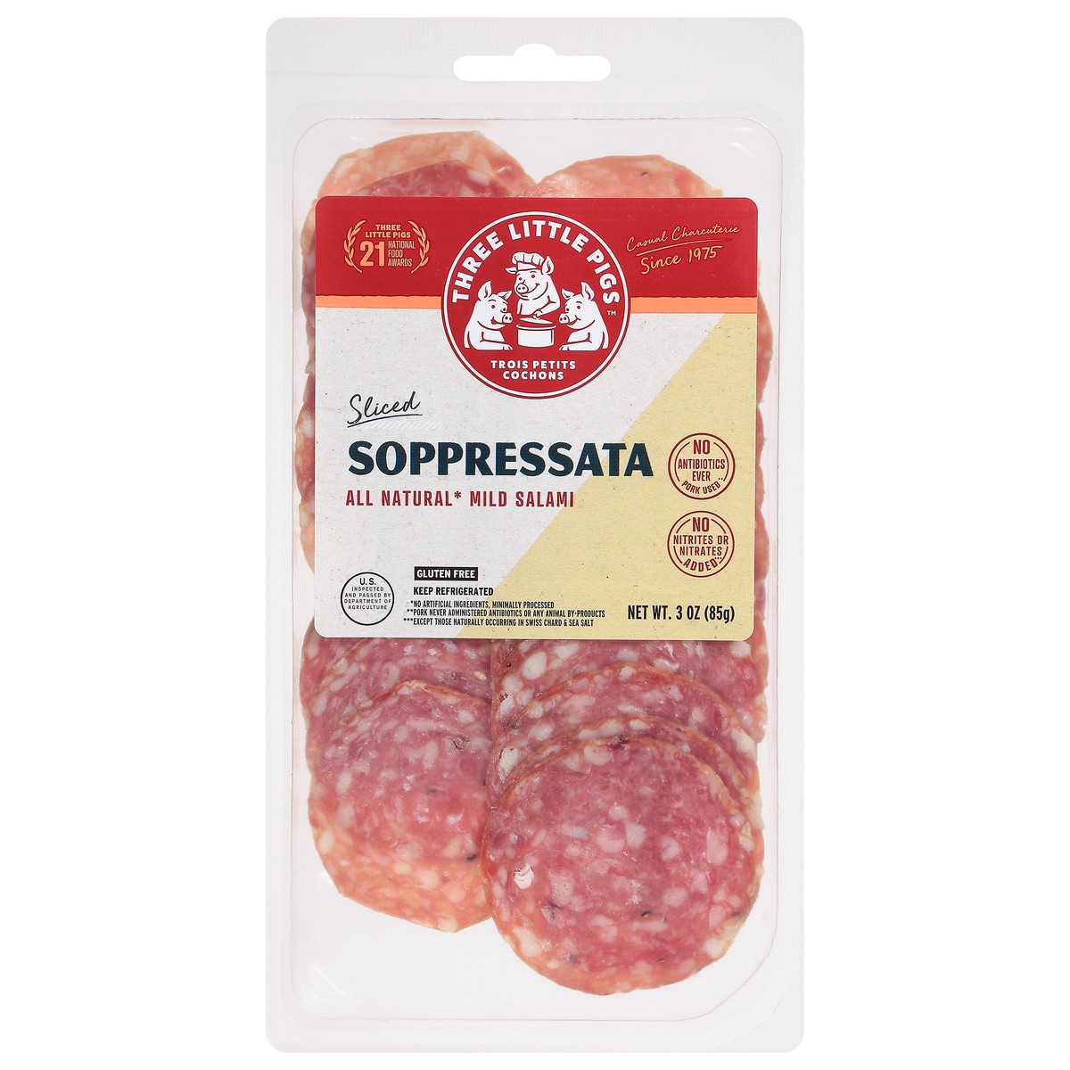 slide 3 of 4, 3 Pigs Sopressata Sweet S, 3 oz