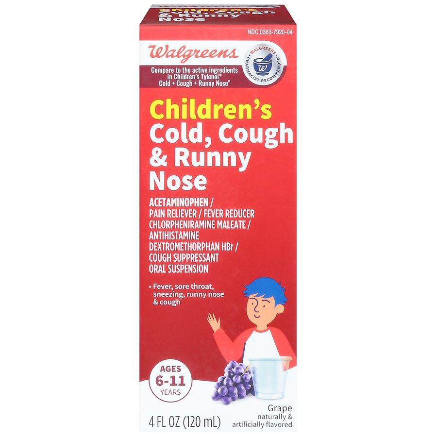slide 1 of 5, Walgreens Children's Cold, Cough & Runny Nose Grape, 4 fl oz
