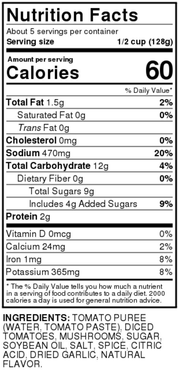 slide 4 of 9, Food Club Mushroom Pasta Sauce, 24 oz