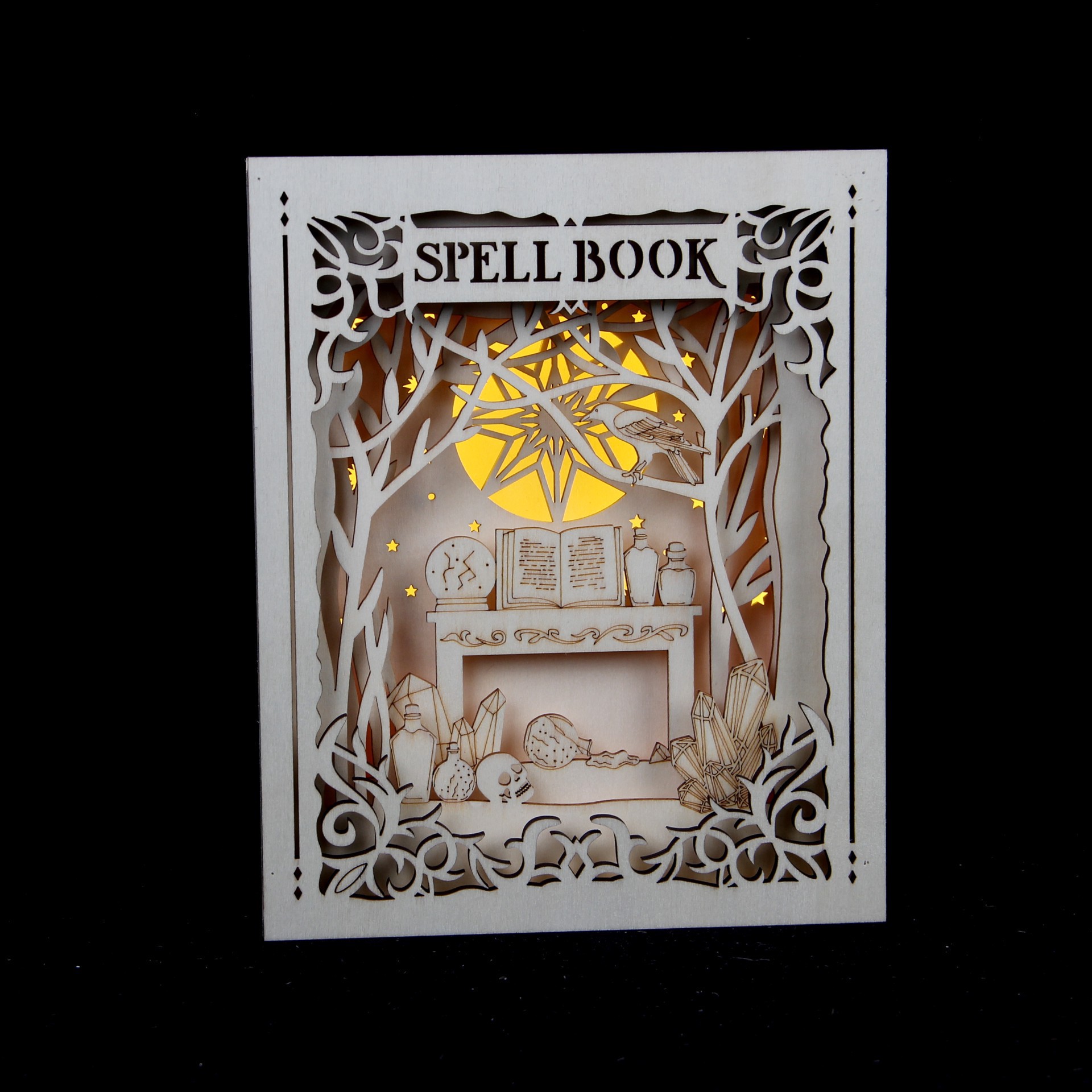 slide 3 of 4, 8.5" Spellbook Diy Led Plywood Decor By Make Market, 8.5 in