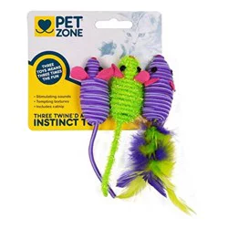 Pet Zone Three Twine'D Instinct Toy Mice