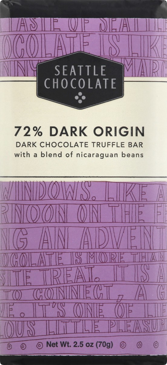 slide 7 of 8, Seattle Chocolate 72% Dark Origin Truffle Bar, 2.5 oz