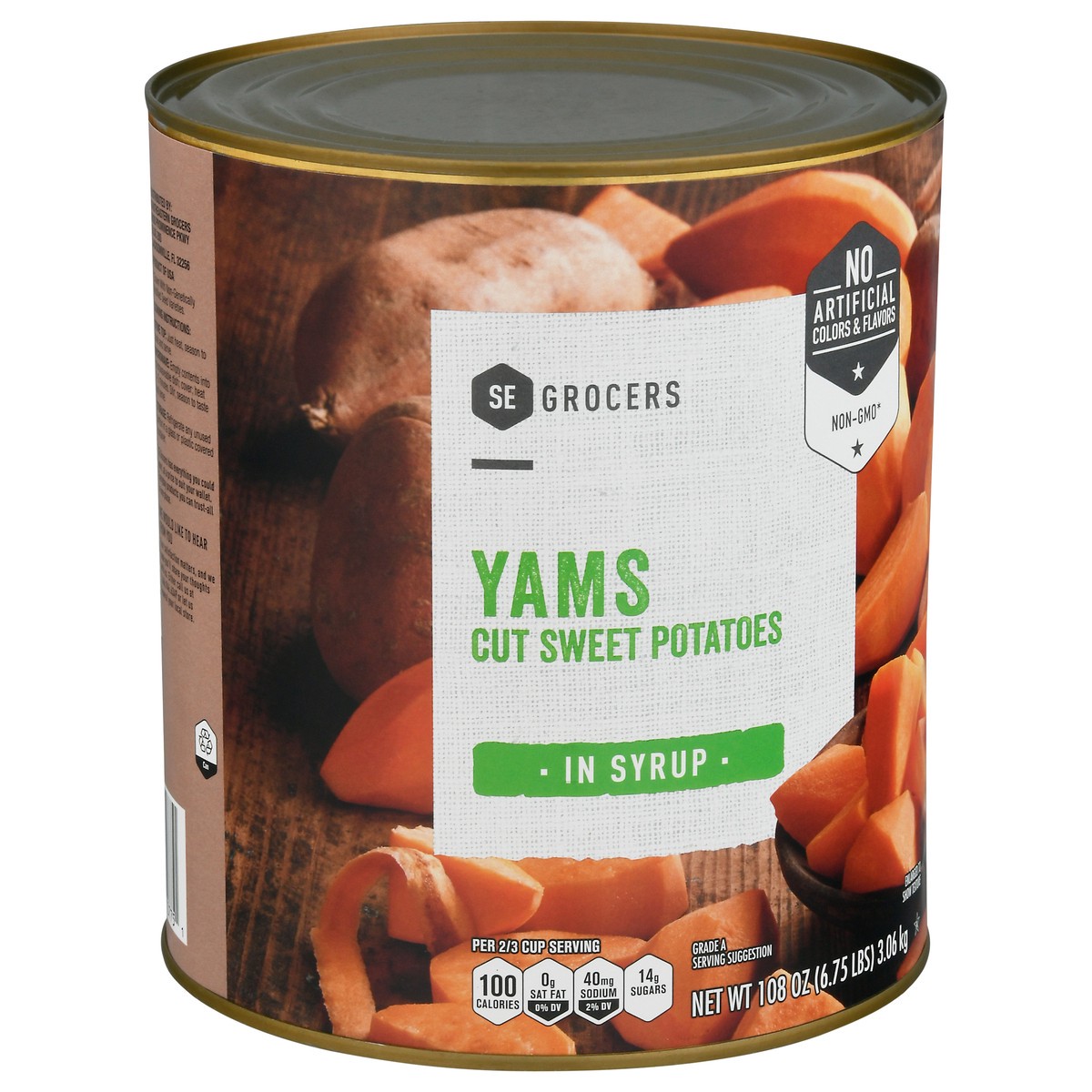 slide 2 of 11, SE Grocers Yams Cut Sweet Potatoes In Syrup, 108 oz