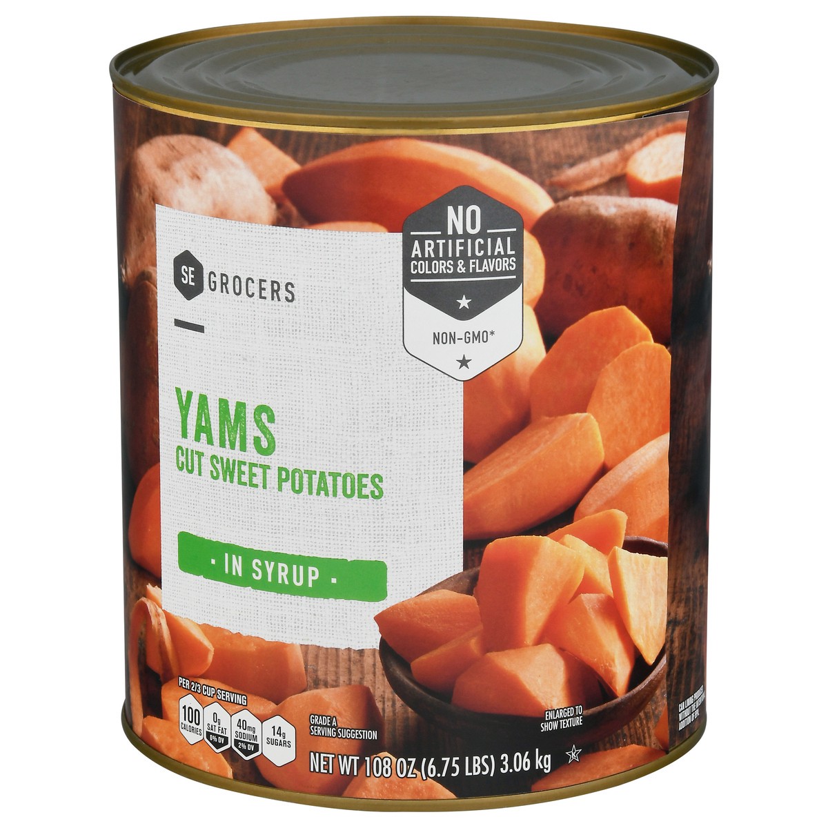 slide 6 of 11, SE Grocers Yams Cut Sweet Potatoes In Syrup, 108 oz