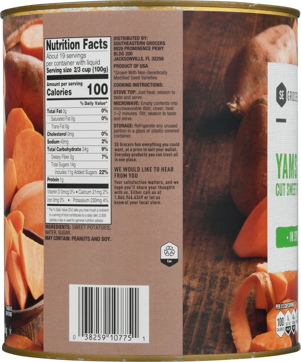 slide 5 of 11, SE Grocers Yams Cut Sweet Potatoes In Syrup, 108 oz