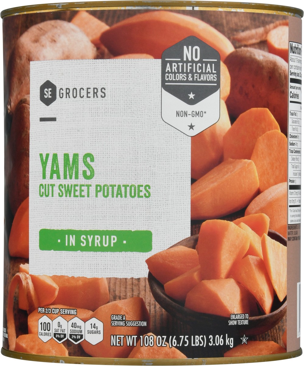 slide 10 of 11, SE Grocers Yams Cut Sweet Potatoes In Syrup, 108 oz