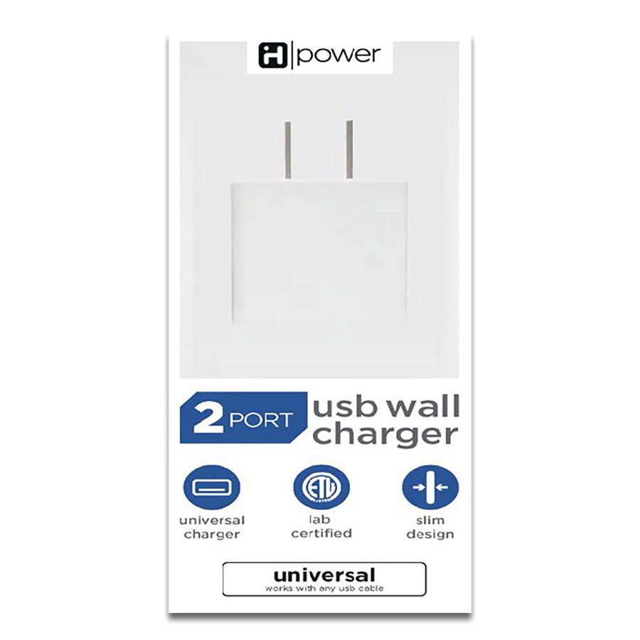 slide 1 of 1, iHome White Dual-Port USB Wall Charger, 1 ct