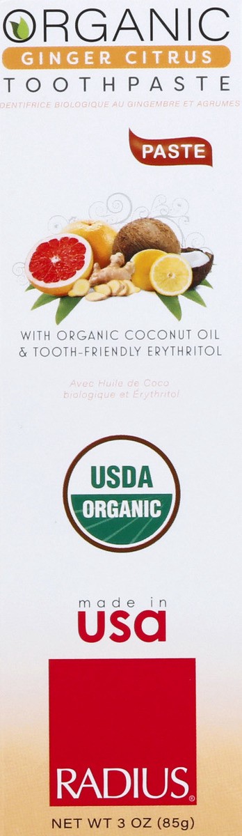 slide 1 of 11, Radius Organic Ginger Citrus Toothpaste 3 oz, 3 oz