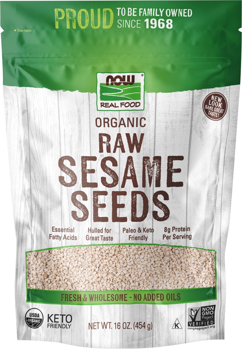 slide 2 of 9, NOW Real Food Sesame Seeds, Organic & Raw - 16 oz., 16 oz