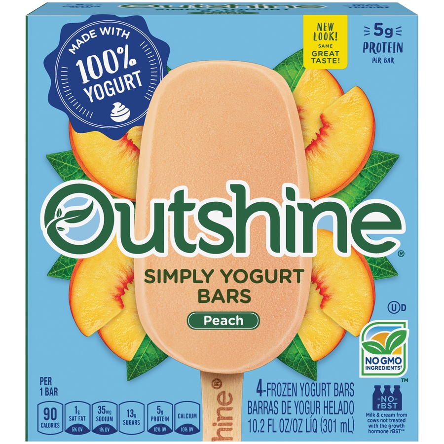 slide 1 of 6, Outshine Peach Yogurt Bars, 4 ct