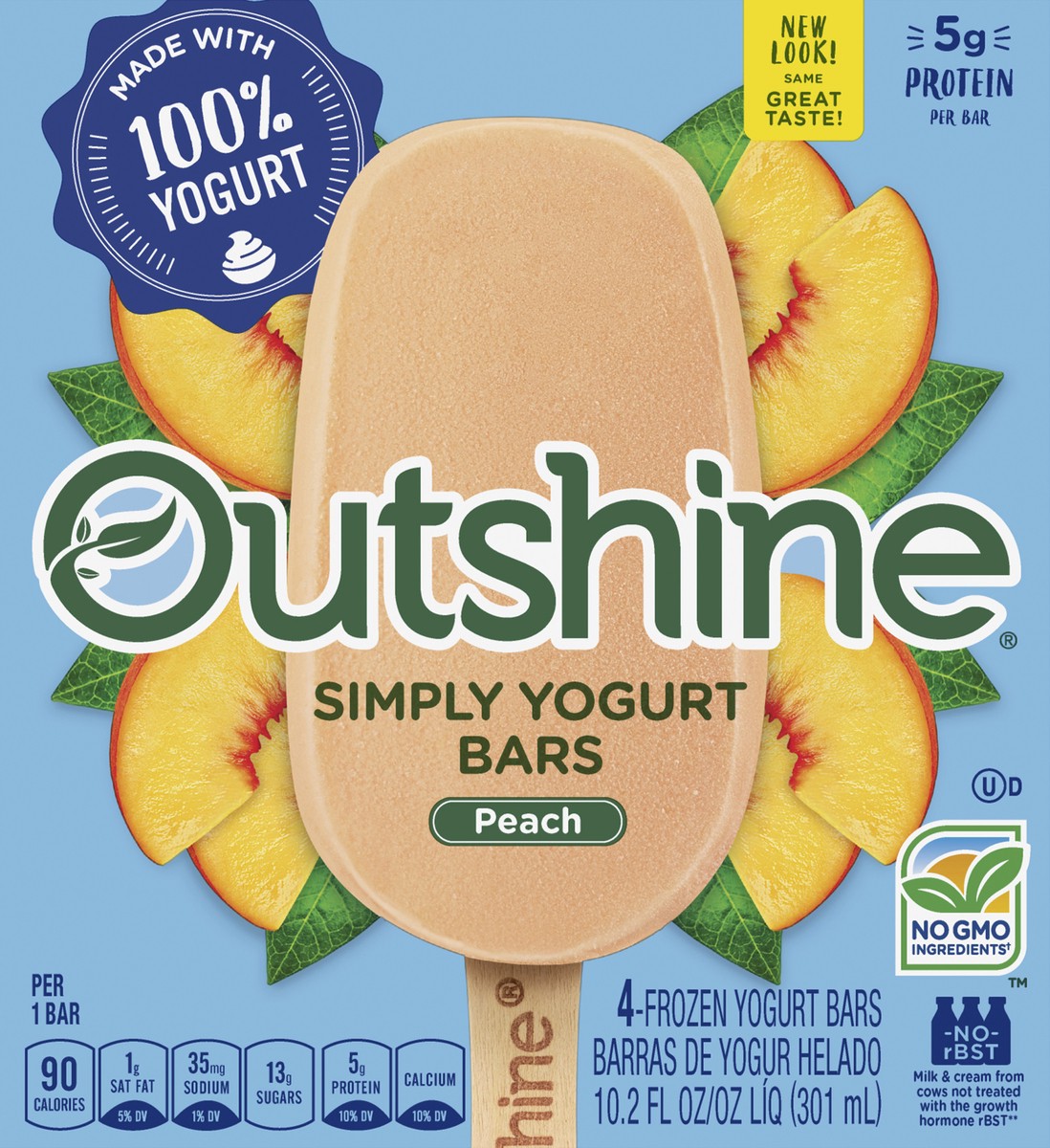 slide 5 of 6, Outshine Peach Yogurt Bars, 4 ct
