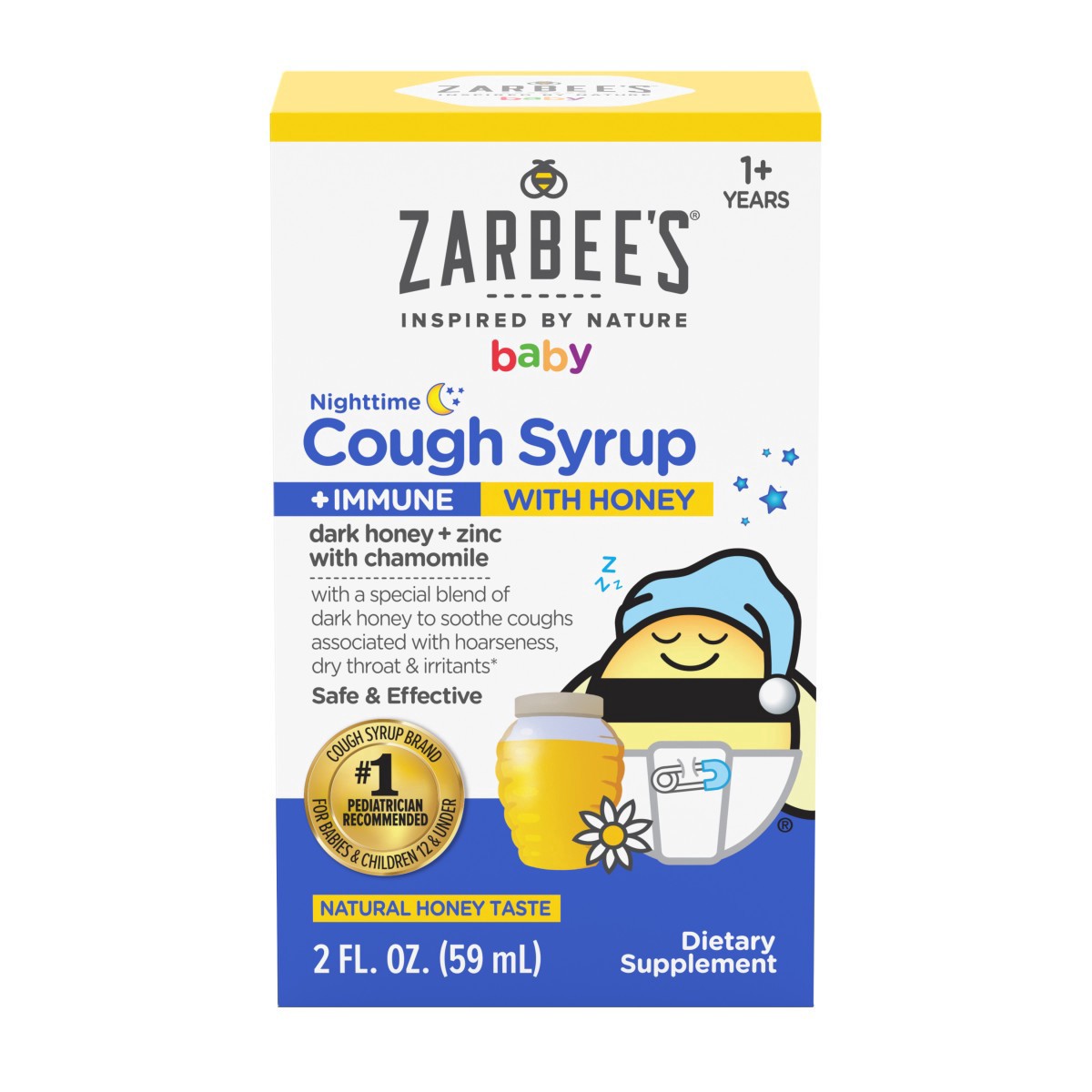 slide 1 of 29, Zarbee's Naturals Baby Nighttime Cough Syrup + Immune, Natural Honey Taste 2 Fl. Oz, 2 fl oz