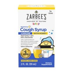 Zarbee's Naturals Baby Nighttime Cough Syrup + Immune, Natural Honey Taste 2 Fl. Oz