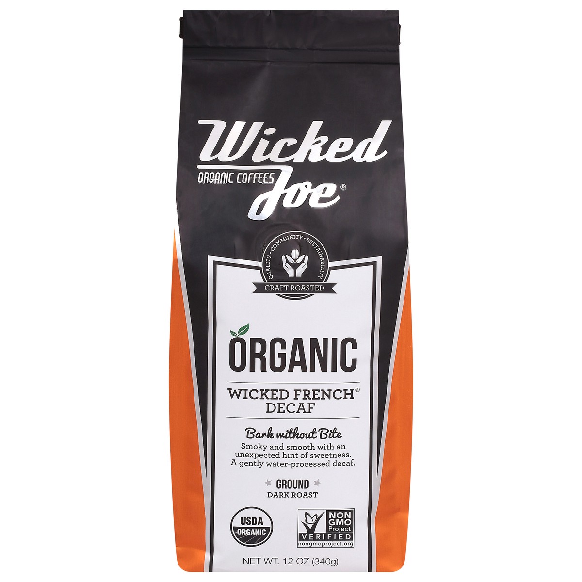 slide 1 of 12, Wicked Joe Coffee Co. Organic Decaf Dark Roast Ground Wicked French Coffee 12 oz, 12 oz