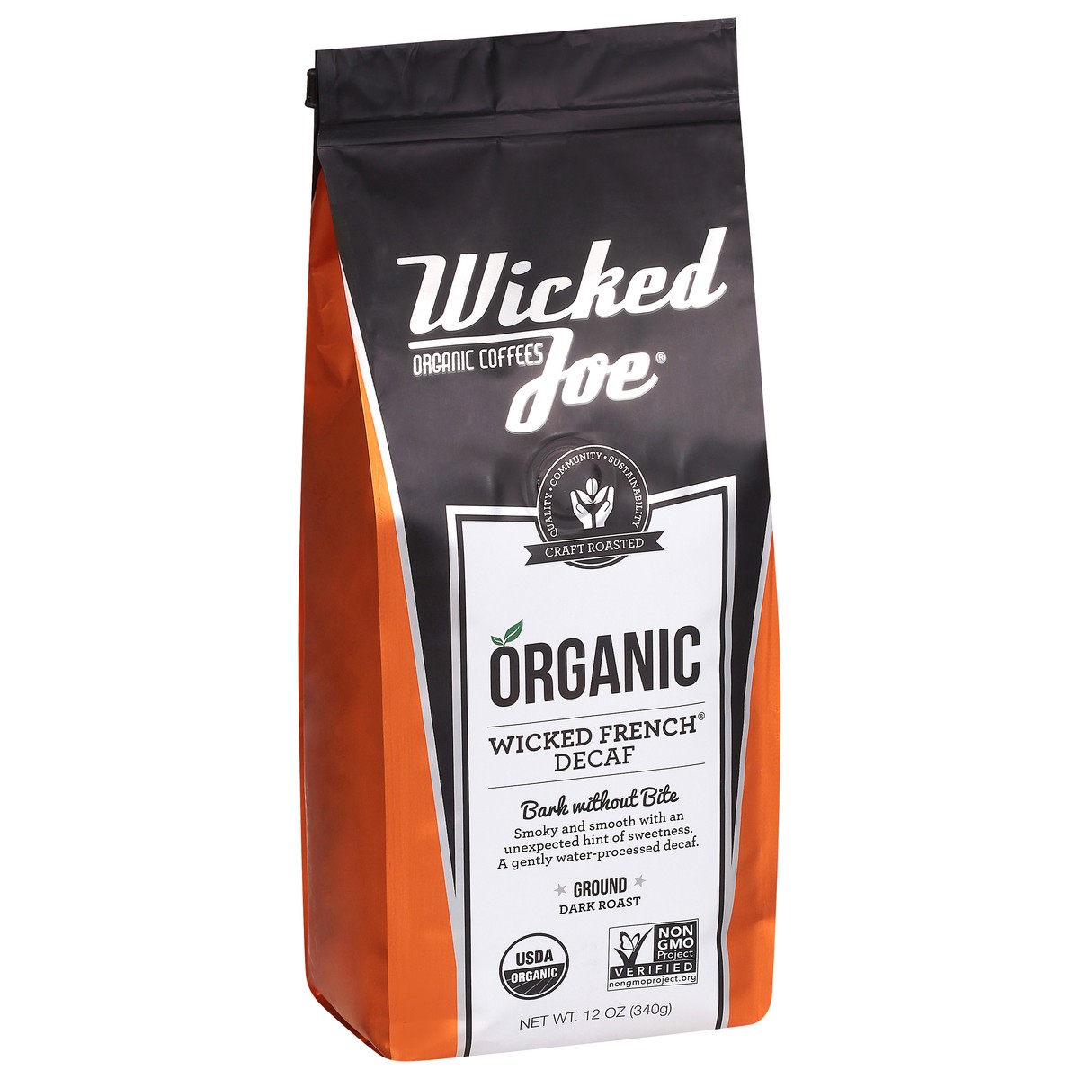 slide 10 of 12, Wicked Joe Coffee Co. Organic Decaf Dark Roast Ground Wicked French Coffee 12 oz, 12 oz