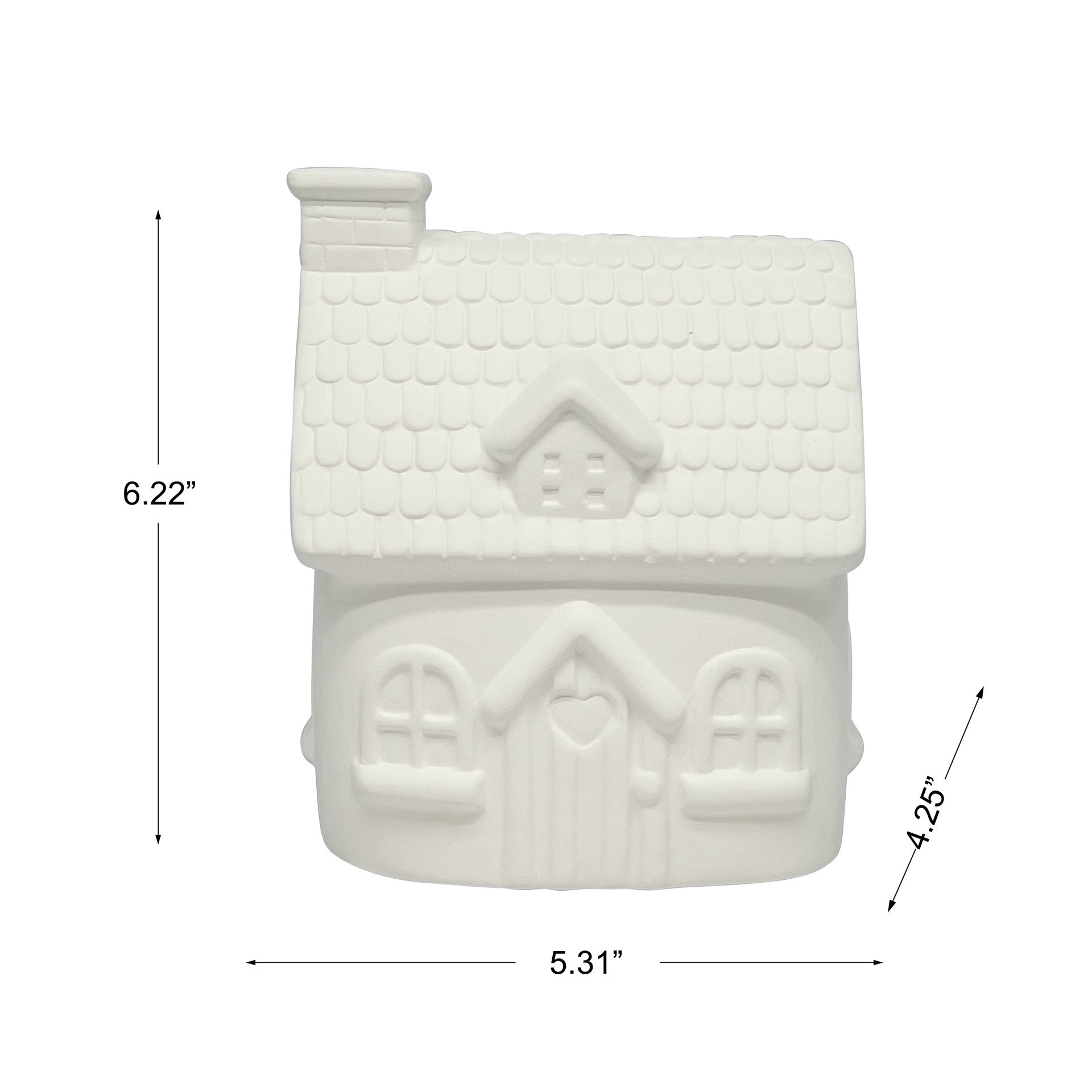 slide 7 of 7, 6.25" Diy Ceramic Cottage Figurine By Make Market, 5.31 in x 4.25 in x 6.22 in