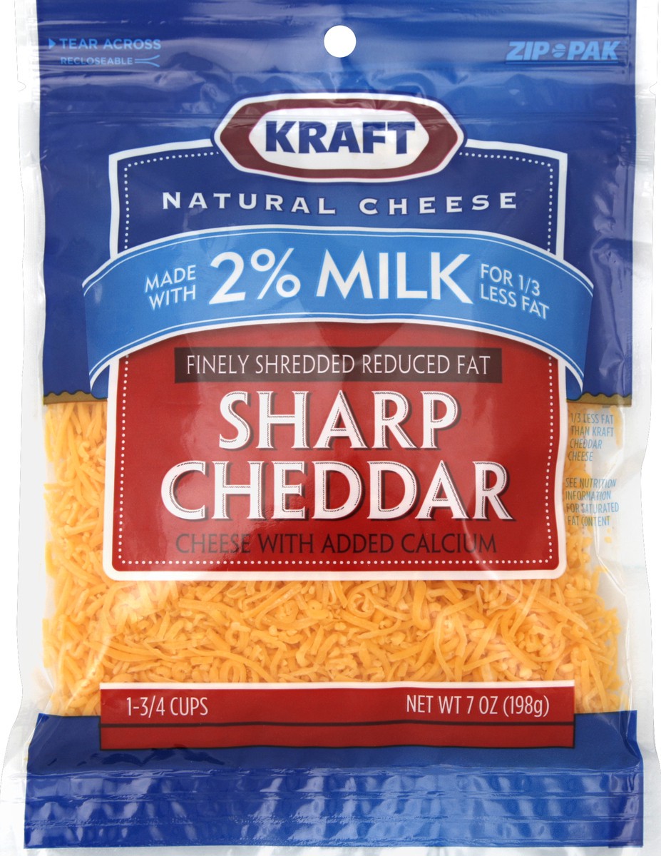 slide 3 of 3, Kraft Sharp Cheddar Finely Shredded Reduced Fat Cheese, 7 oz