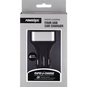 slide 1 of 1, PowerXcel Rapid Charge 4 Usb Car Charger, Silver, 1 ct