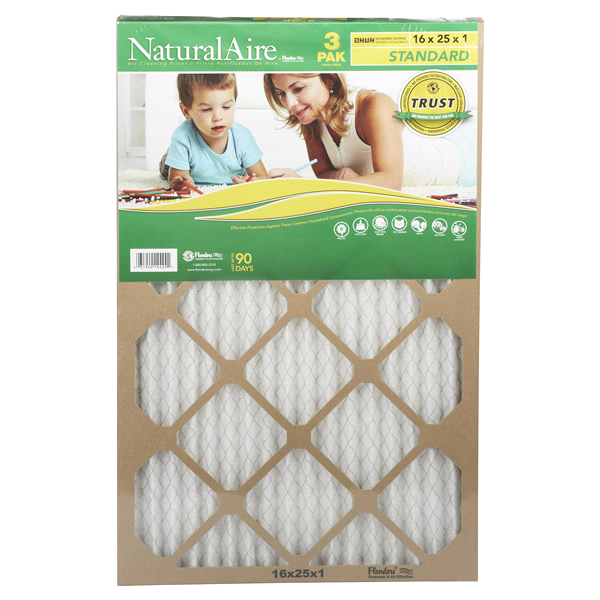 slide 1 of 3, Flanders NaturalAire Standard Furnace Filters16x25x1, 1 ct