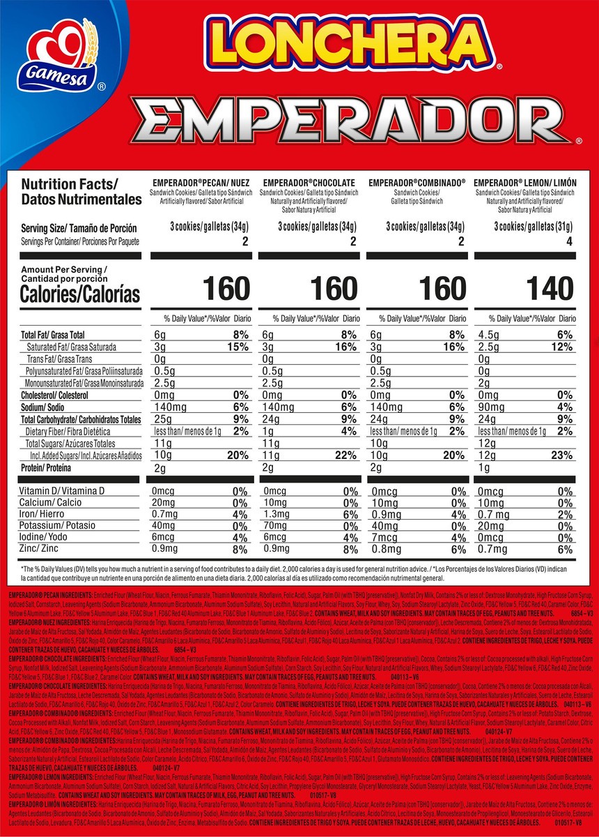 slide 8 of 11, Gamesa Lonchera Emperador Variety (10 - 1.53 Ounce) 15.3 Ounce 10 Pack Plastic Packet, 10 ct