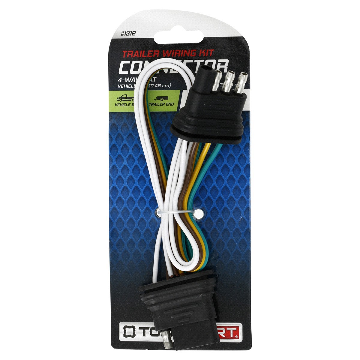 slide 1 of 5, TOWSMART Tow Smart Trailer Wiring Connector - 4 Flat Set - 12" Vehicle Socket and 12" Trailer Plug, 12 in