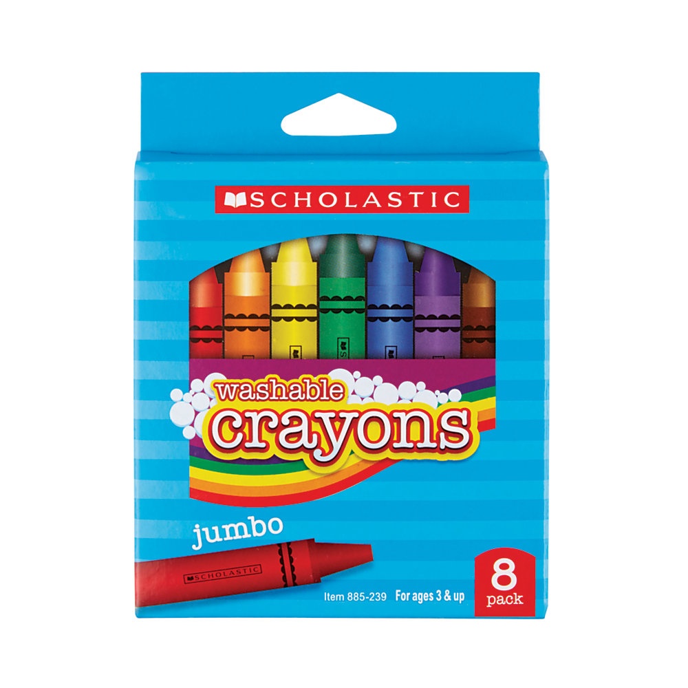 slide 1 of 1, Scholastic Washable Crayons, Assorted, Box Of 8, 8 ct