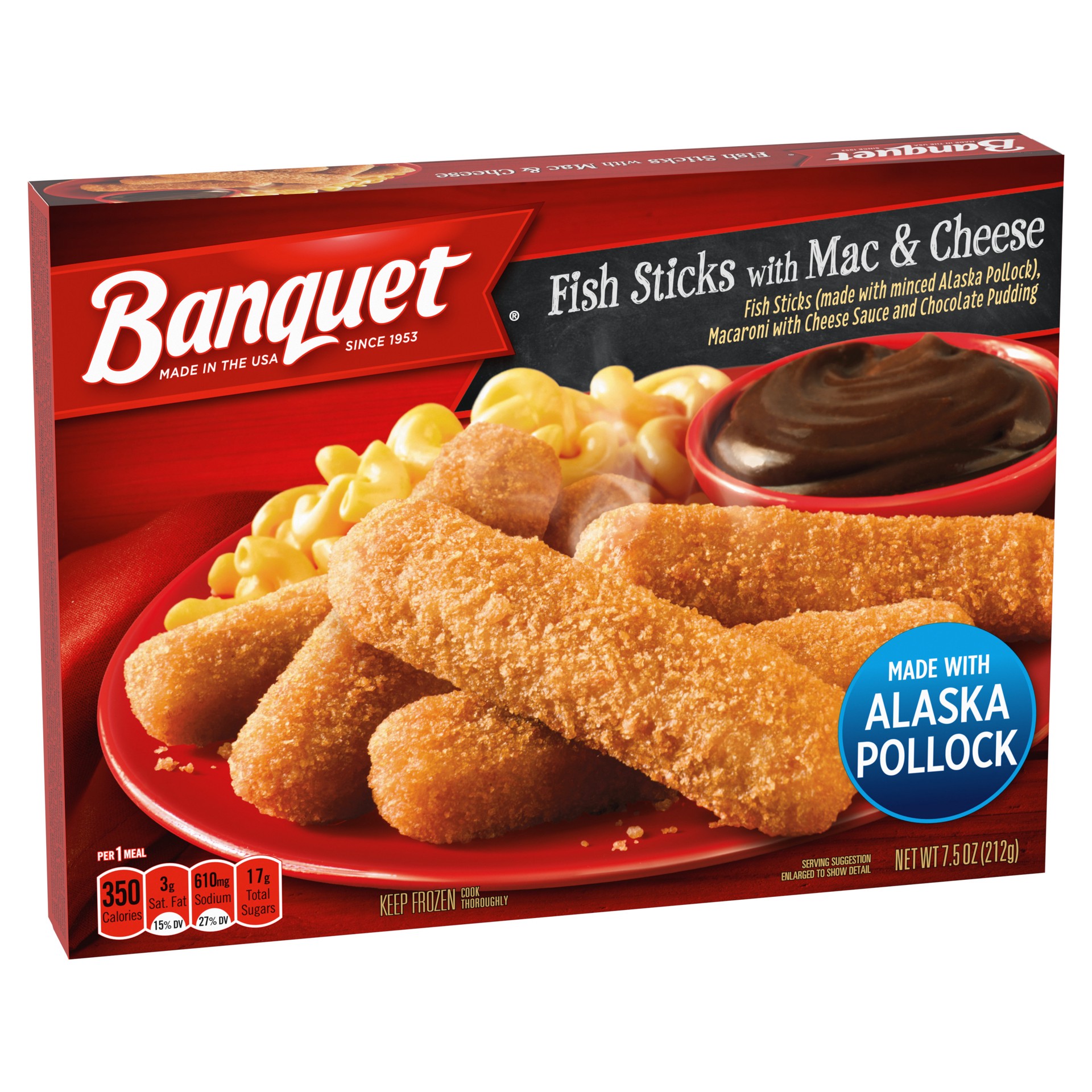 slide 5 of 5, Banquet Fish Sticks with Mac and Cheese 7.5 oz, 7.5 oz