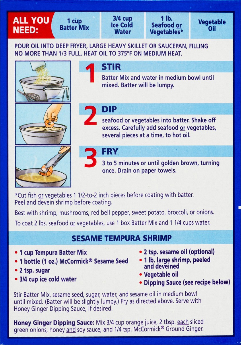 slide 3 of 9, McCormick Golden Dipt Fry Mix - Tempura, 8 oz