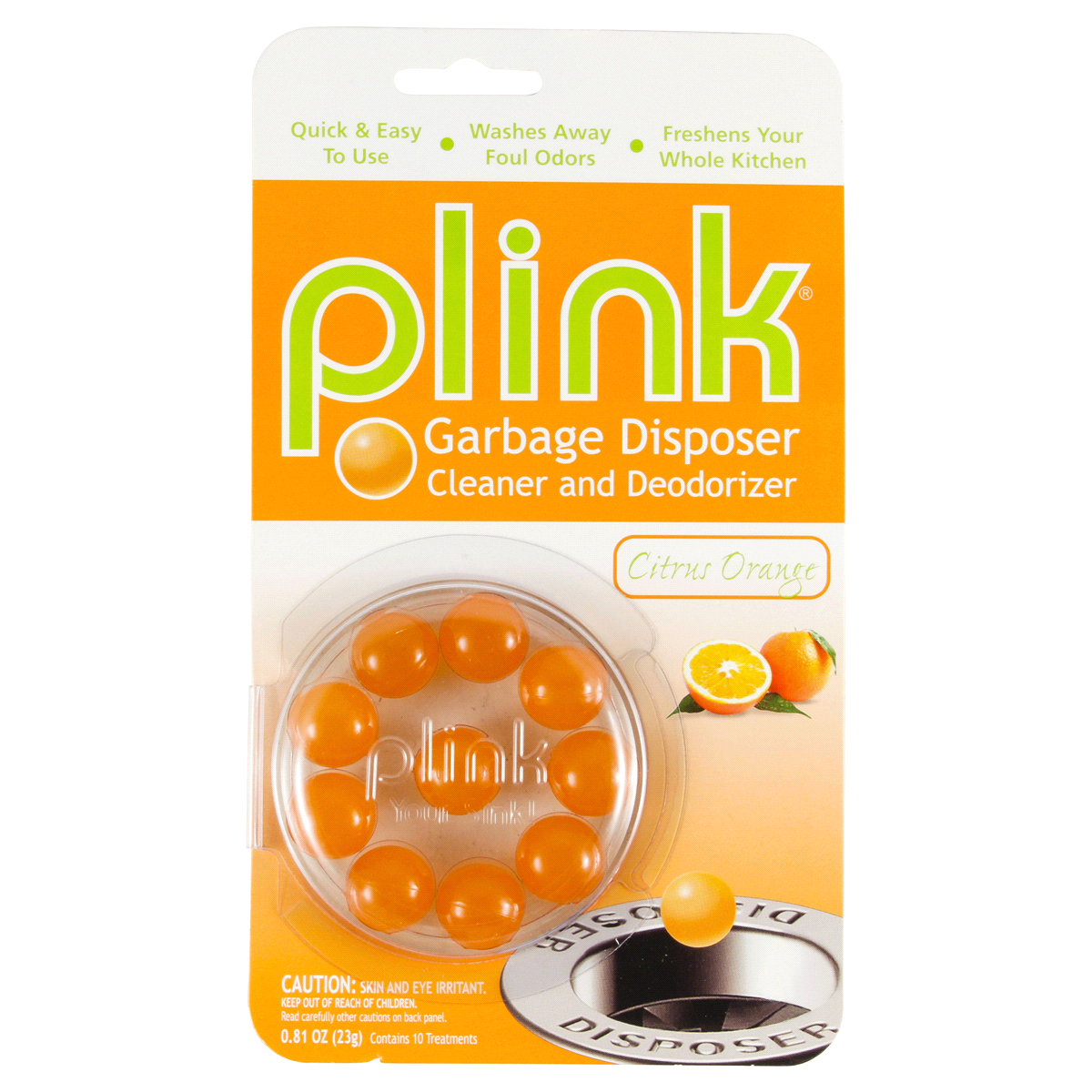 slide 1 of 1, Plink Citrus Orange Garbage Disposer Cleaner And Deodorizer, 10 ct