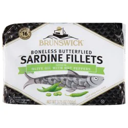 BRUNSWICK SEAFOOD Sardine Fillets With Hot Peppers In Olive Oil(Tin)