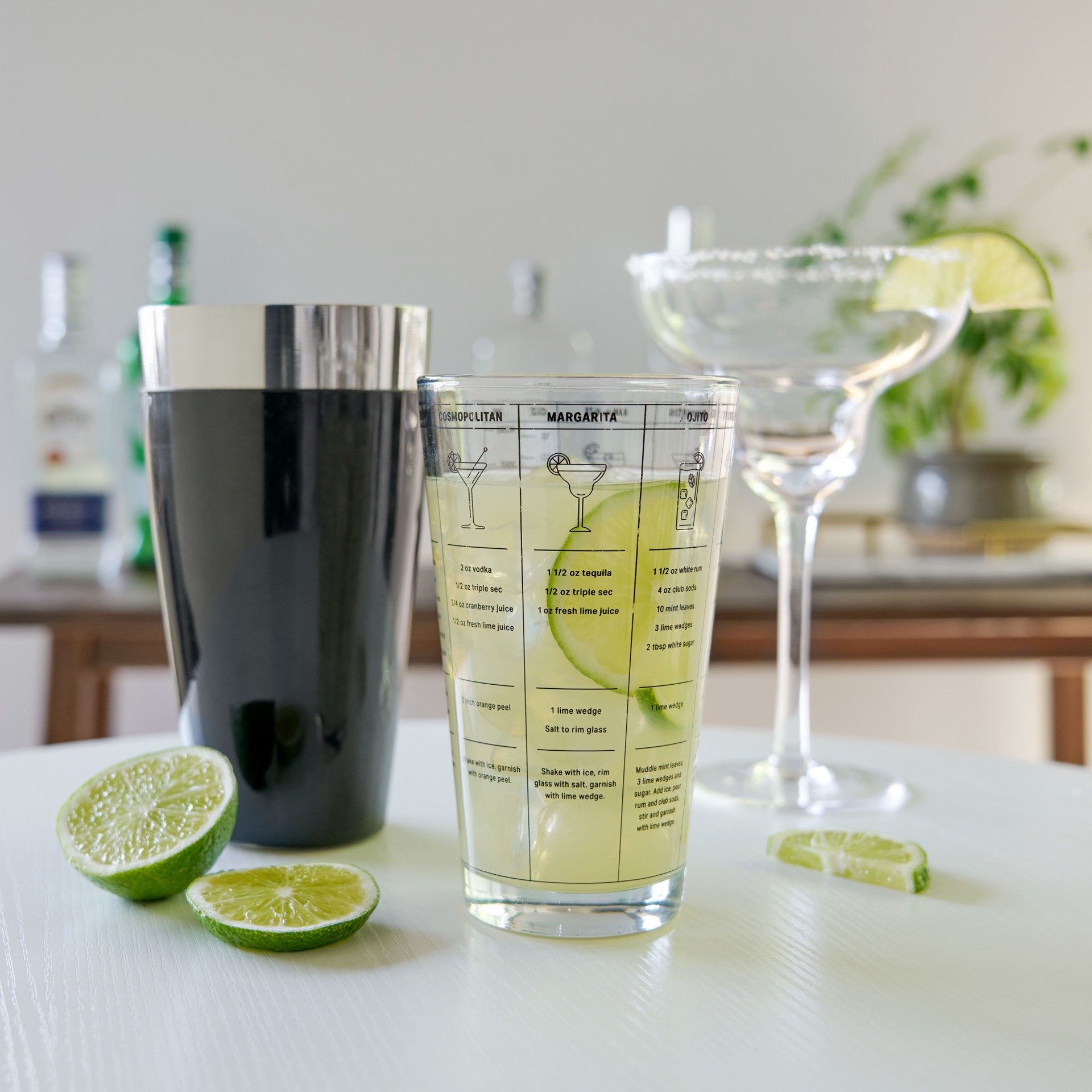 slide 5 of 5, True Boston Shaker with Cocktail Recipes, 2 Part Glass Cocktail Shaker Set, Mixing Glass, Shaker Tin, 1 ct