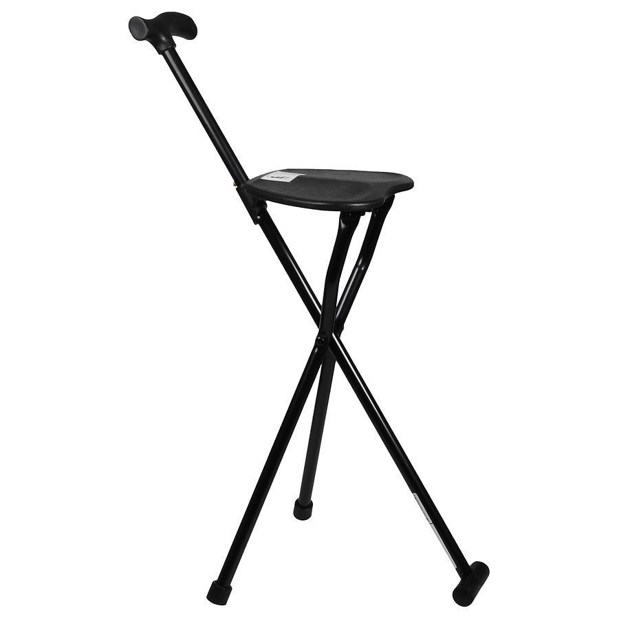 slide 1 of 5, Walgreens Cane with Folding Seat, 1 ct
