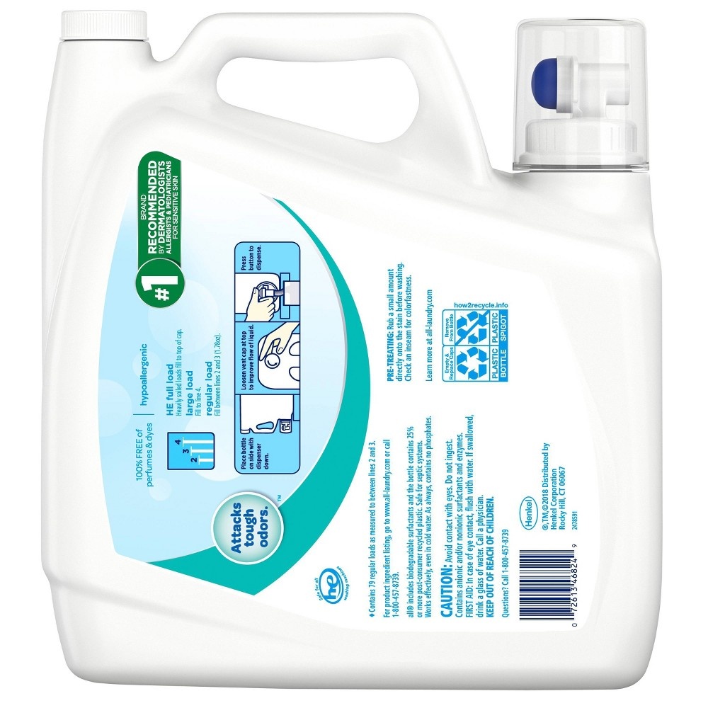 slide 2 of 2, All Ultra Free Clear Odor Relief HE Liquid Laundry Detergent - 141oz, 141 oz