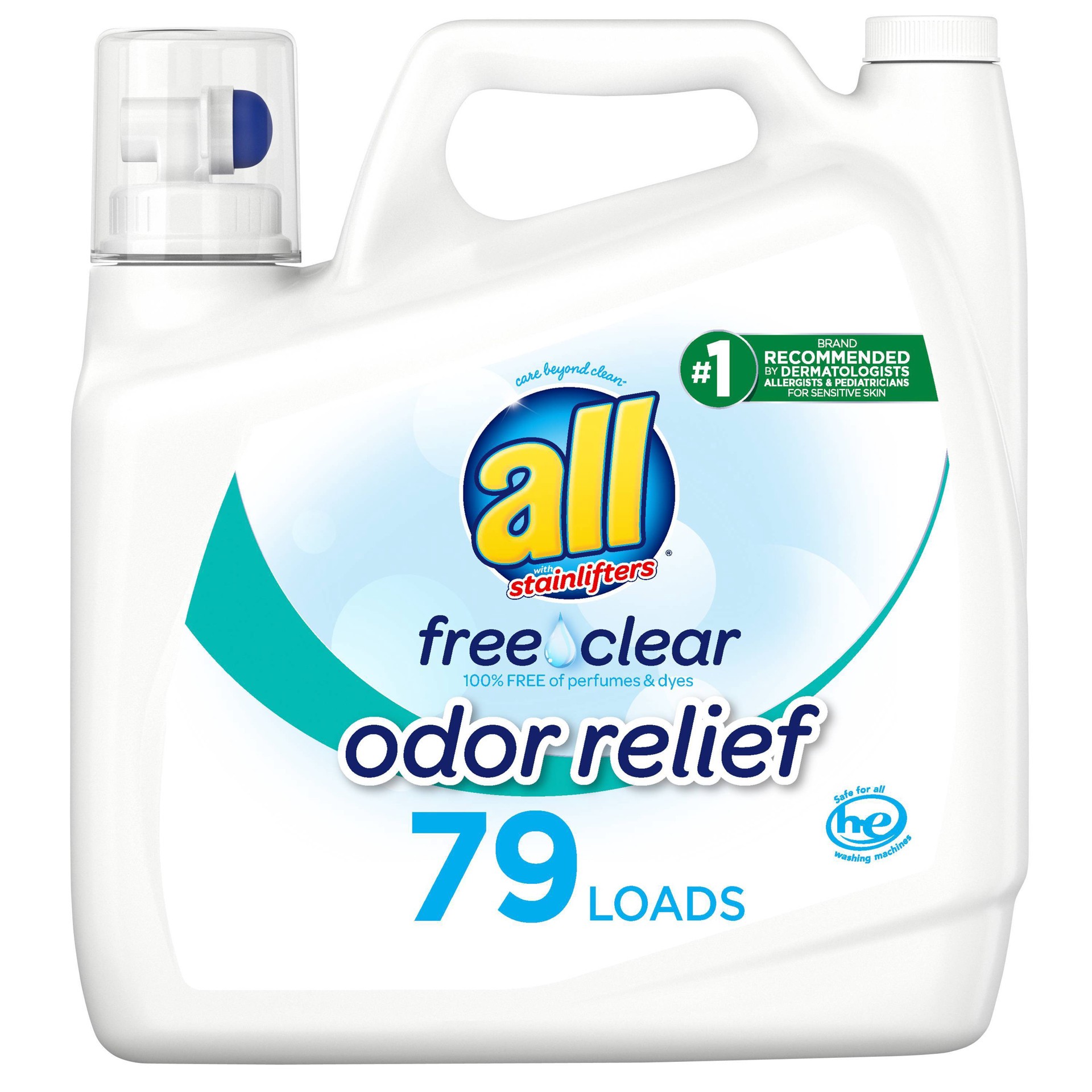 slide 1 of 2, All Ultra Free Clear Odor Relief HE Liquid Laundry Detergent - 141oz, 141 oz