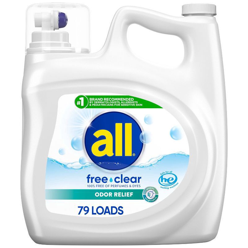 slide 1 of 25, All Ultra Free Clear Odor Relief HE Liquid Laundry Detergent - 141oz, 141 oz