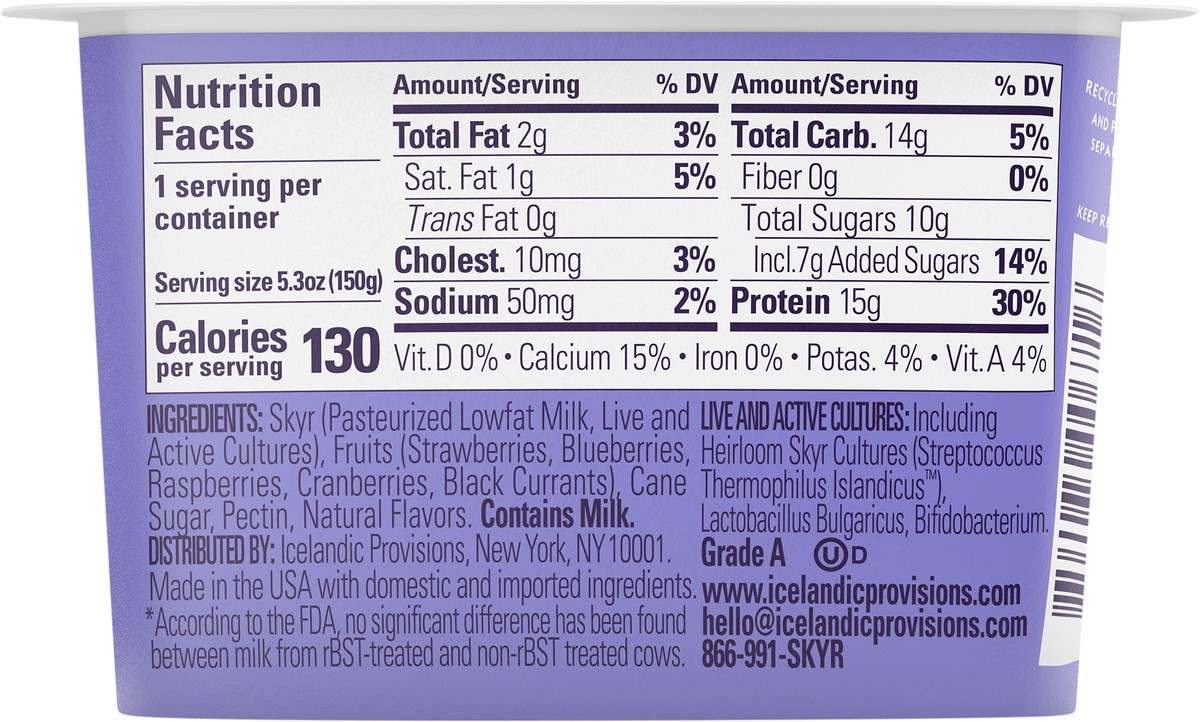 slide 6 of 8, Icelandic Provisions Traditional Berry Medley Skyr, 5.3 oz
