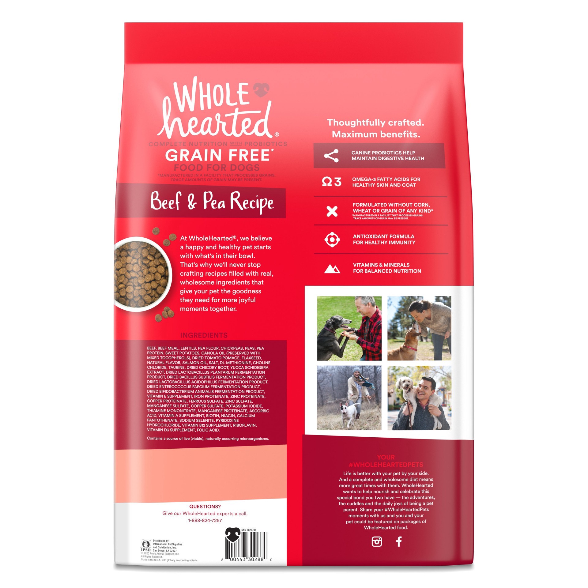 slide 6 of 6, WholeHearted Grain Free All Life Stages Beef & Pea Formula Dry Dog Food, 40 lb