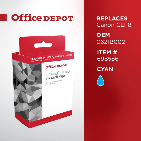 slide 3 of 5, Office Depot® Brand Remanufactured Cyan Ink Cartridge Replacement For Canon® CLI-8C, ODCLI8C, 1 ct