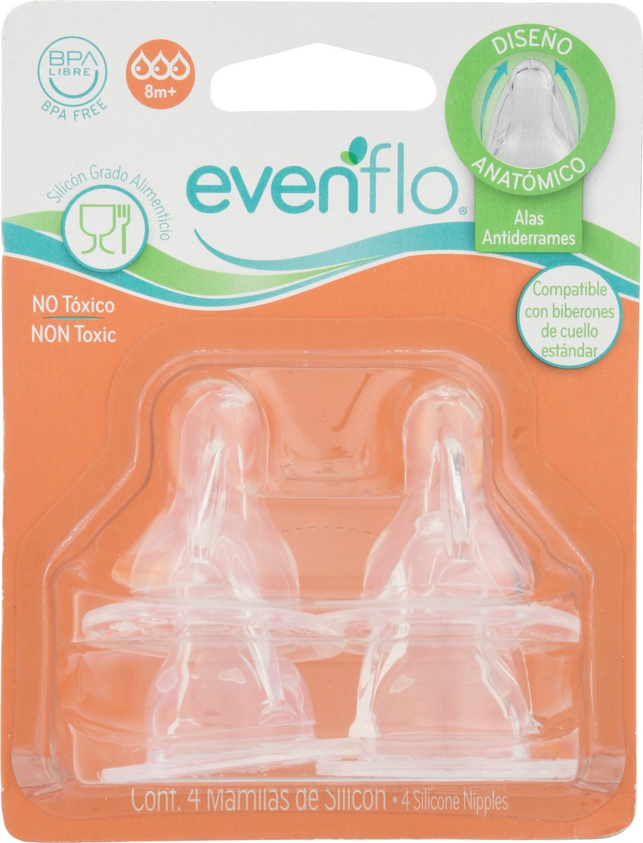 slide 3 of 9, Evenflo Silicone Nipples 4 ea, 4 ct