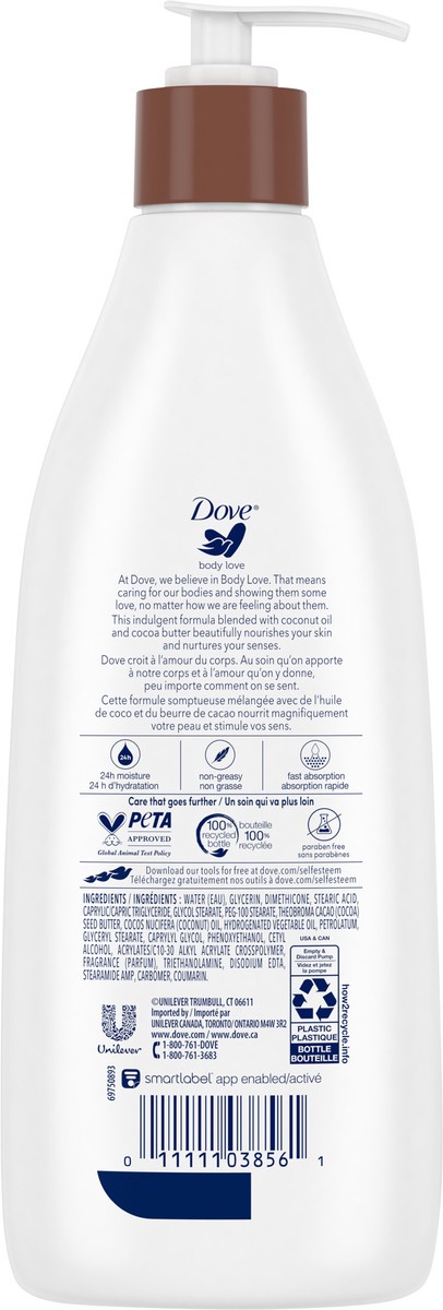 slide 2 of 3, Dove Beauty Body Love 24-Hour Smoothing with Coconut Butter Body Lotion Cocoa Butter & Coconut - 13.5 fl oz, 1 ct