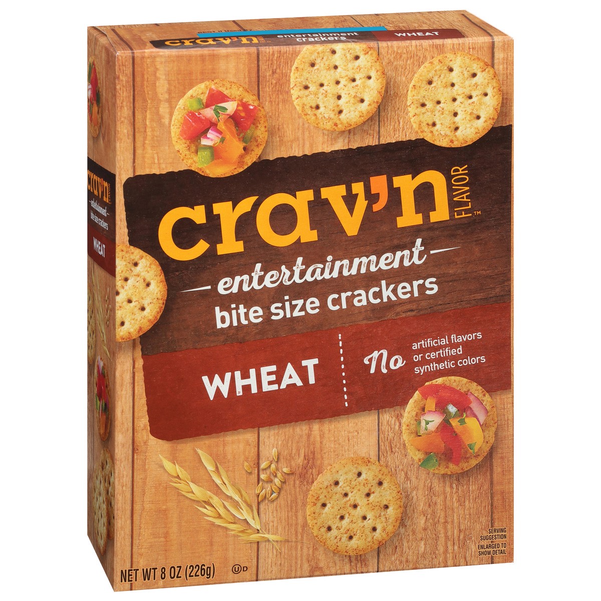 slide 3 of 4, Crav'n Flavor Entertainment Wheat Crackers Bite Size 8 oz, 8 oz