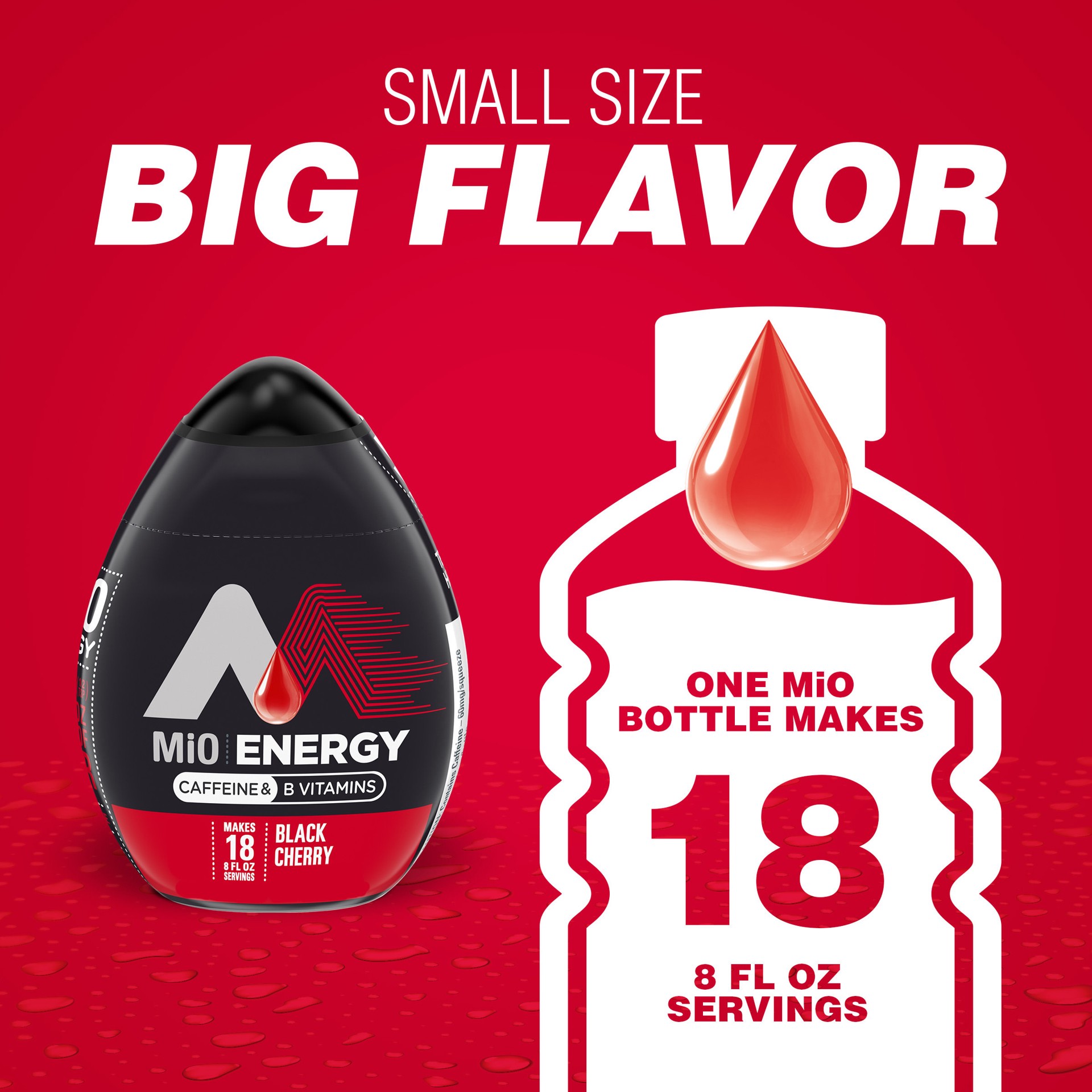 slide 3 of 5, MiO Energy Black Cherry Naturally Flavored with other natural flavors Liquid Water Enhancer Drink Mix with Caffeine & B Vitamins Bottle, 1.62 fl oz