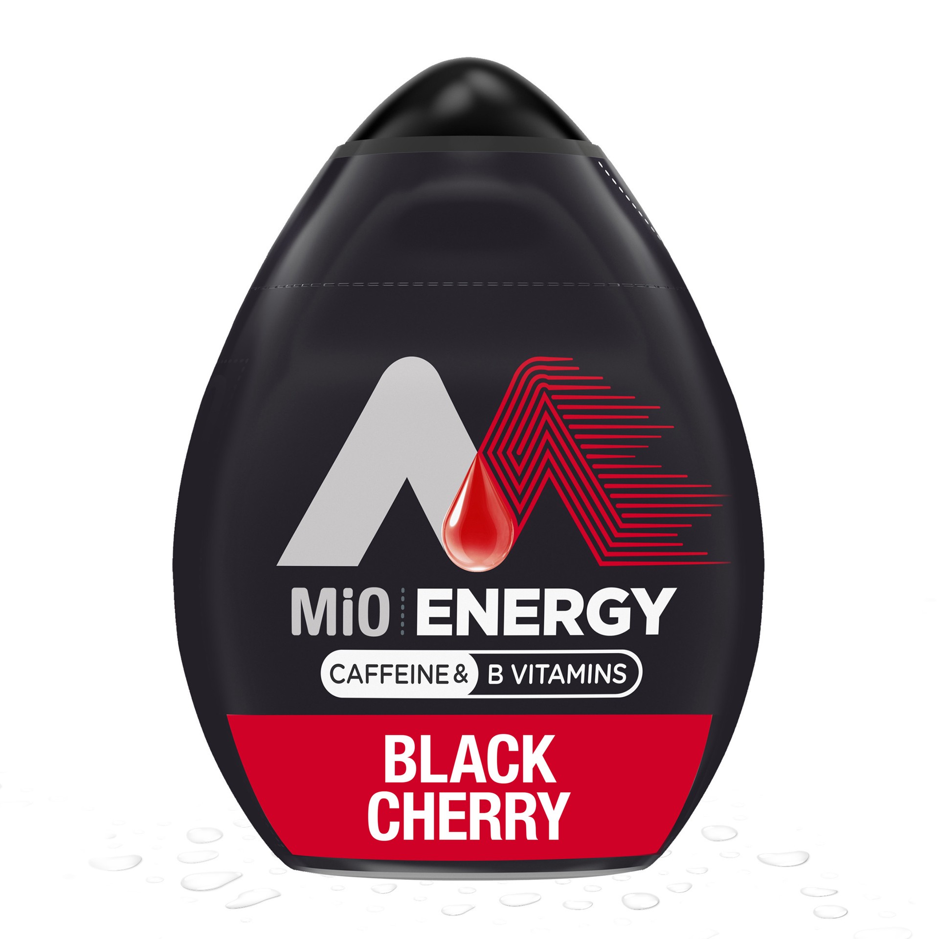 slide 1 of 5, MiO Energy Black Cherry Naturally Flavored with other natural flavors Liquid Water Enhancer Drink Mix with Caffeine & B Vitamins Bottle, 1.62 fl oz