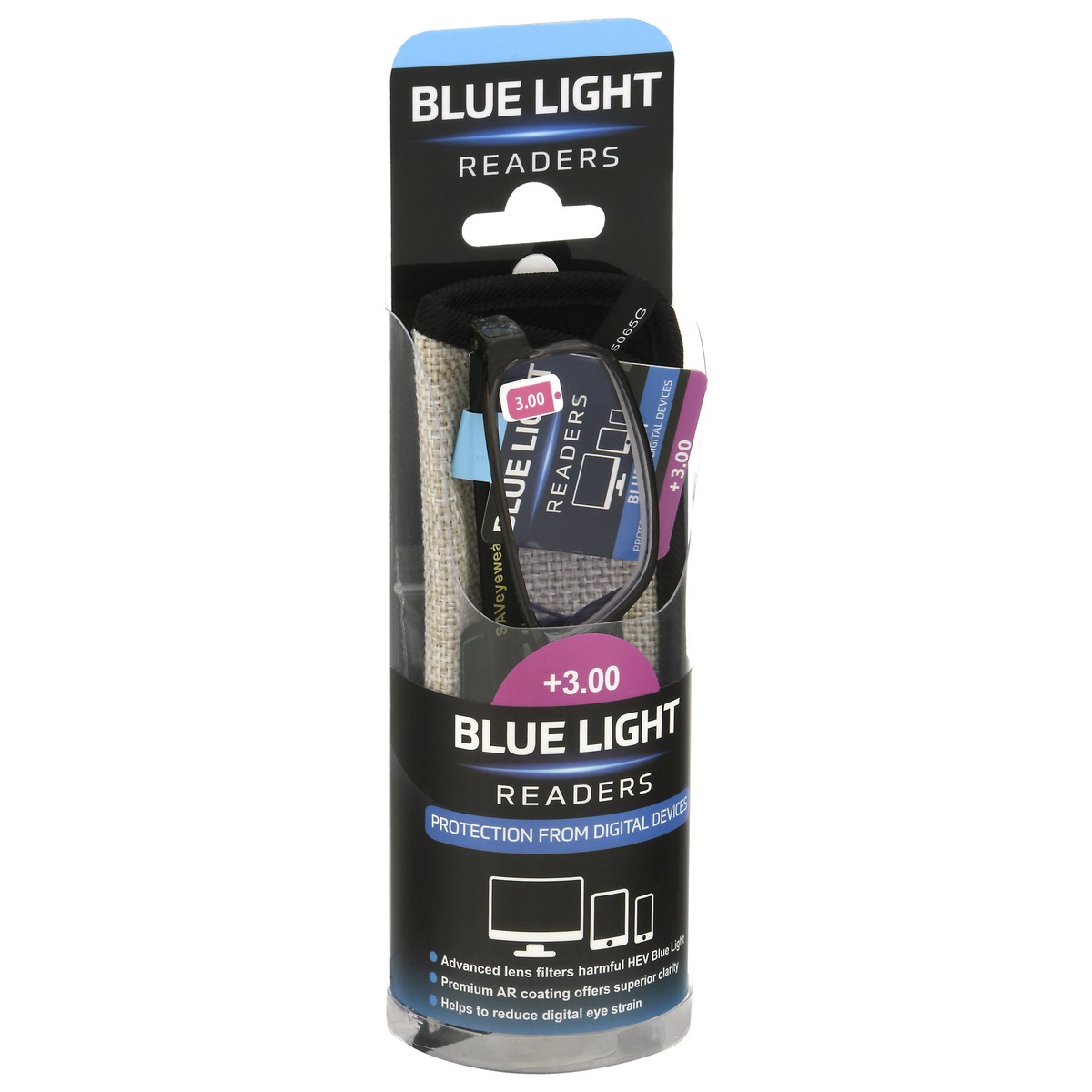 slide 3 of 9, Sav +3.00 Blue Light Readers 1 ea, 1 ct