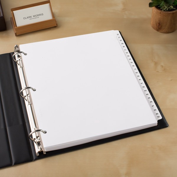 slide 7 of 7, Avery® Allstate® Style Collated Legal Exhibit Dividers, 8 1/2"" x 11"", Numbered 26-50, White, 25 ct