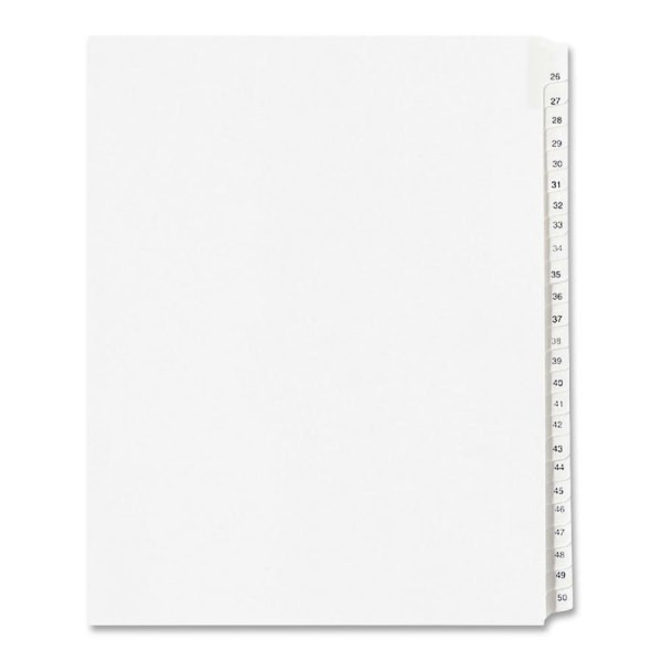 slide 4 of 7, Avery® Allstate® Style Collated Legal Exhibit Dividers, 8 1/2"" x 11"", Numbered 26-50, White, 25 ct